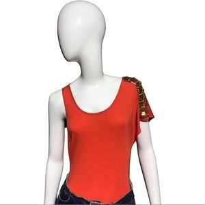bebe Orange Blouse Embellished with Beading